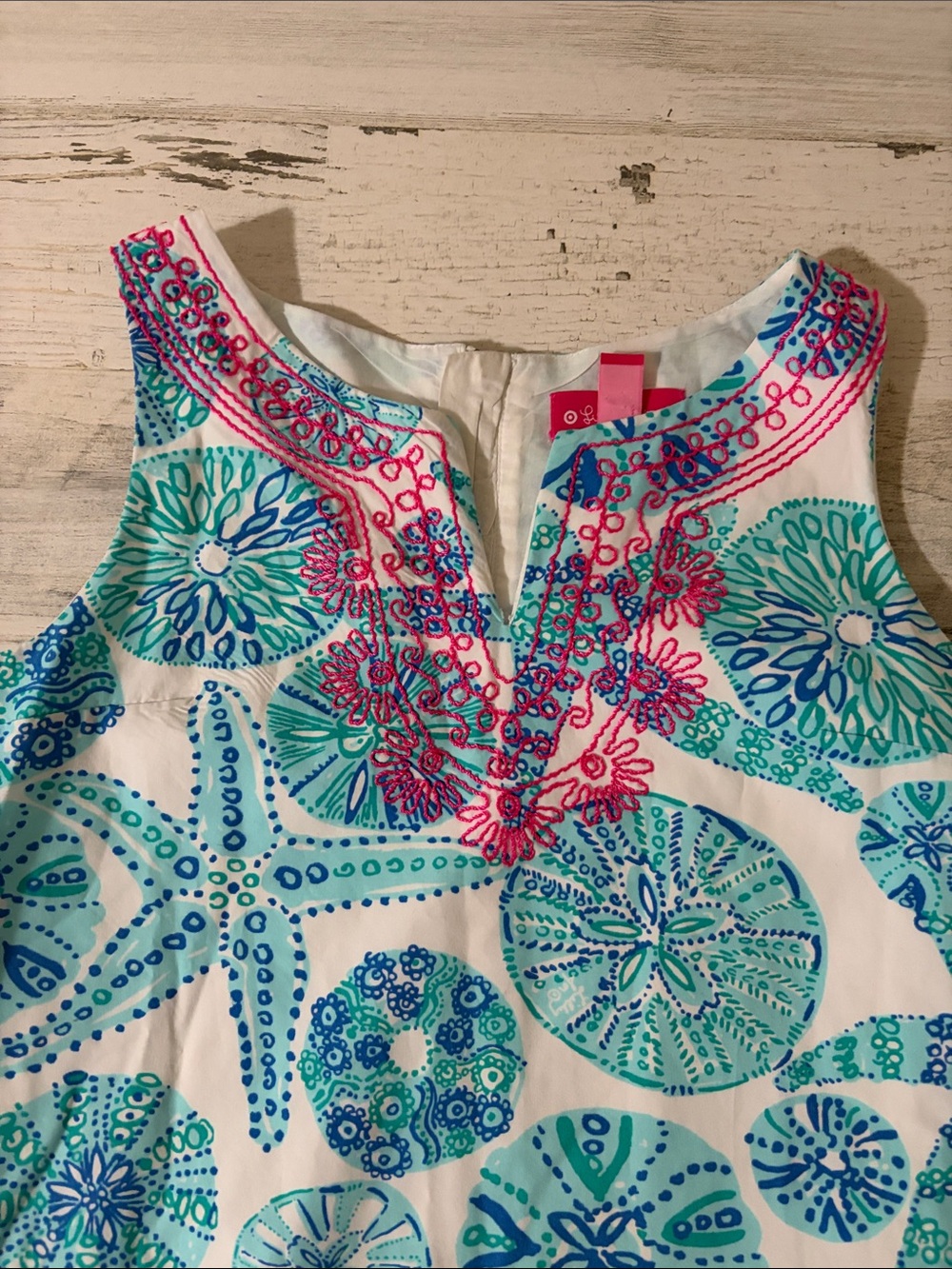 Lilly Pulitzer for Target White Dress with Teal, Turquoise & Pink Embroidery - Picture 2 of 10